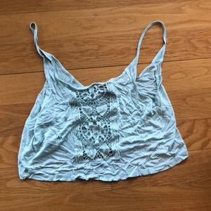 Light turquoise crop top with see through design